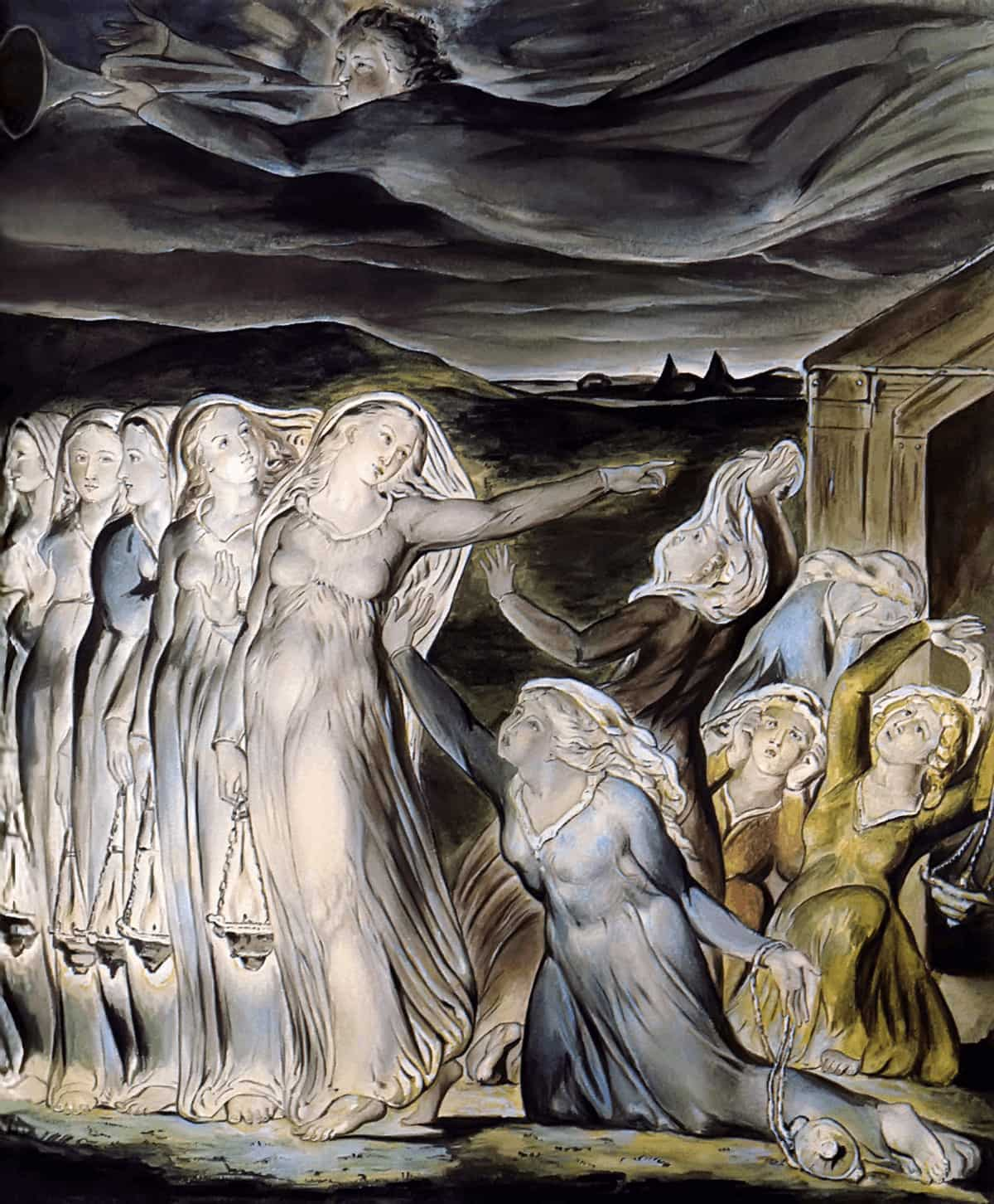 A painting of the parable of the wise and foolish virgins